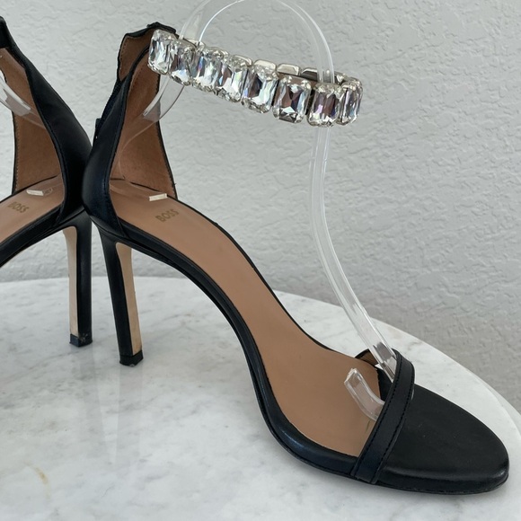 Boss Janet Rhinestone Ankle Strap Heels – Luxe Nappa Leather, Bridal Elegance - Picture 7 of 13